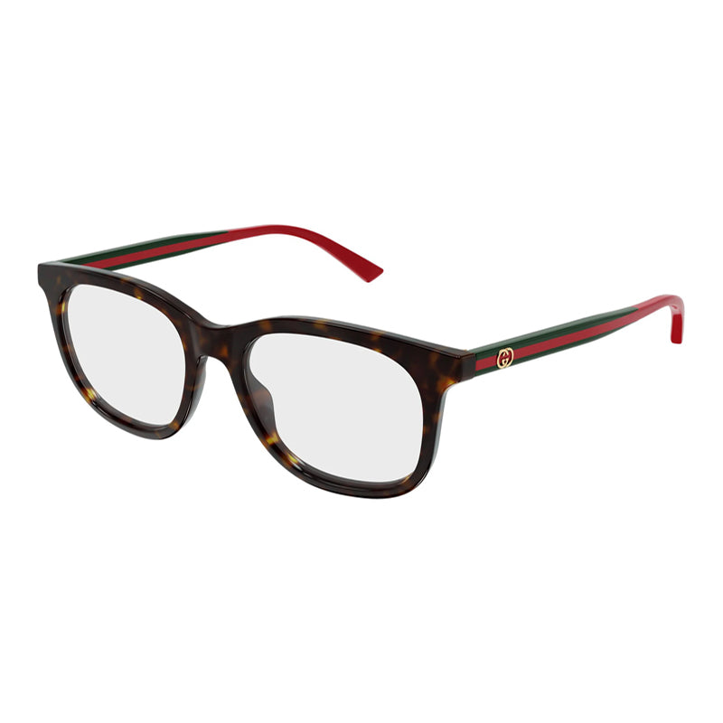 Gucci Eyeglasses Square Full Rim, Havana Frame and Clear Demo Lenses Lens GG1990O002