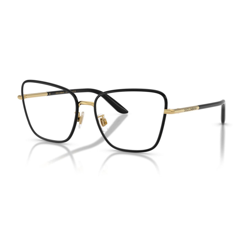 Dolce & Gabbana Eyeglasses Square Full Rim, Black/Gold Frame and Clear Demo Lens Lens DG13591334