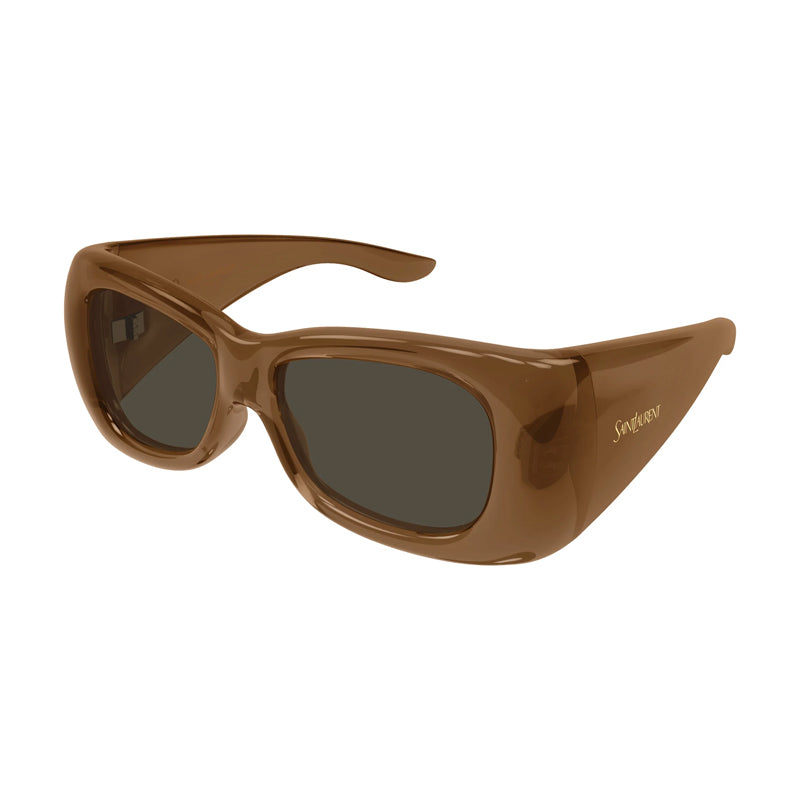 Saint Laurent Sunglasses Square Full Rim, Shiny Brown Frame and Brown Lens SL901HOWL017