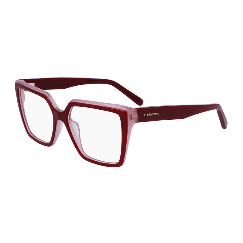 Ferragamo Salvatore Ferragamo Eyeglasses Square Full Rim, Burgundy/Rose Frame and Clear Demo Lenses Lens SF2950N614