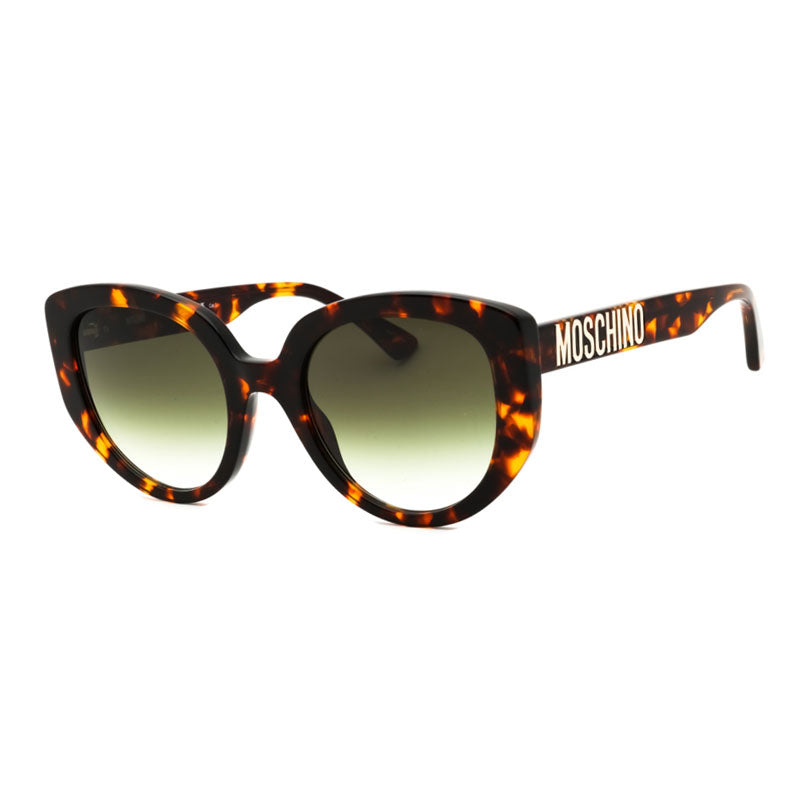 Moschino Sunglasses Cat Eye Full Rim, Havana Frame and Green Shaded Lens MOS173/S00869K