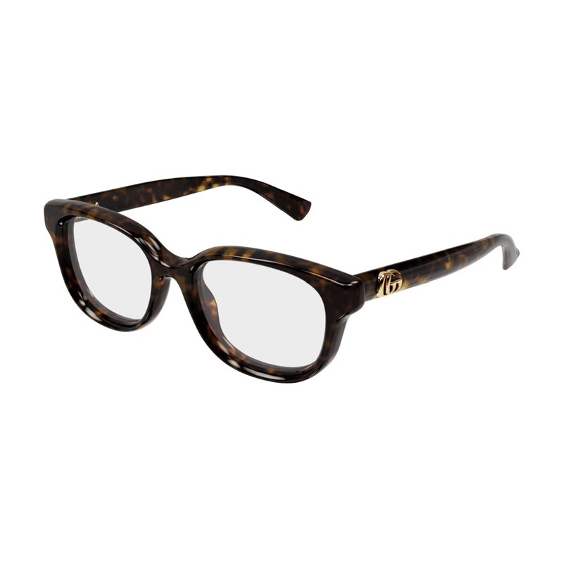 Gucci Eyeglasses Square Full Rim, Havana Frame and Clear Demo Lenses Lens GG1978O006