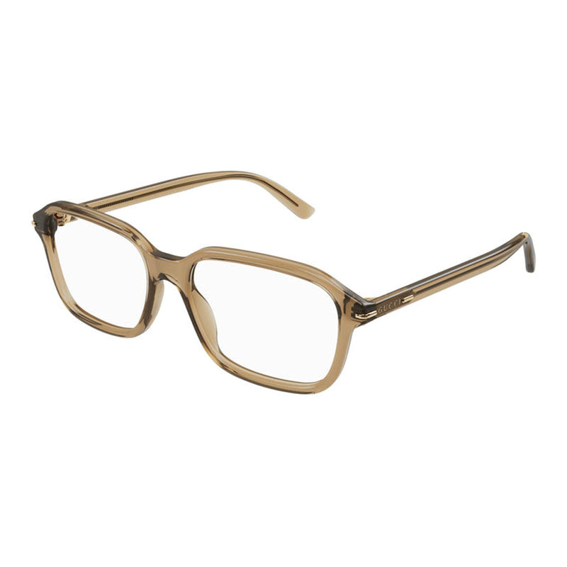 Gucci Eyeglasses Square Full Rim, Transparent Brown Frame and Clear Demo Lenses Lens GG1446O004