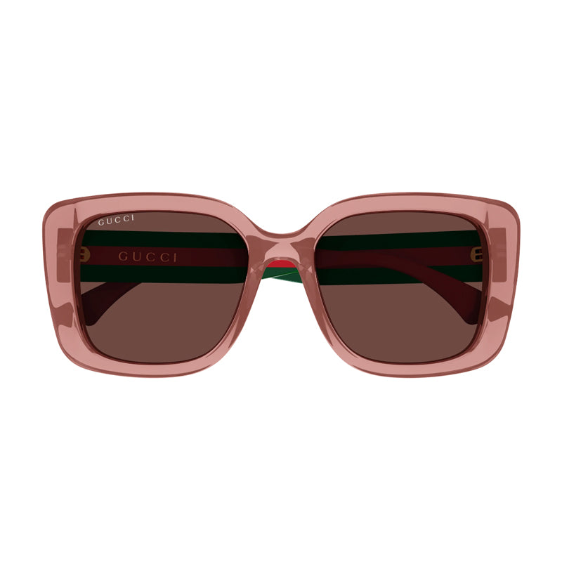 Gucci Eyeglasses Square Full Rim, Transparent Pink/Green/Red Frame and Violet Lens GG2118SA003