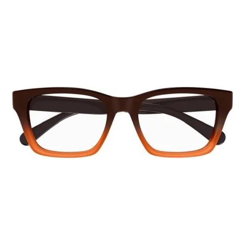 Chloe Eyeglasses Square Full Rim, Brown Frame and Clear Demo Lenses Lens CH0242O008