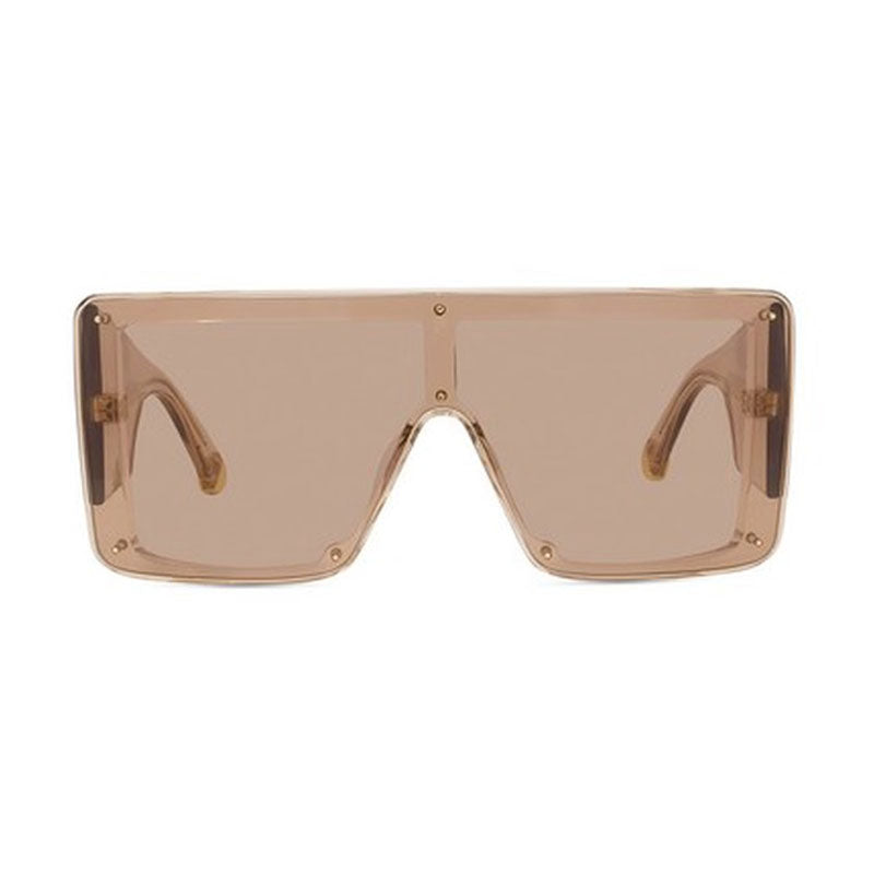 Stella McCartney Sunglasses Shield Full Rim, Shiny Brown Frame and Brown Lens SC40083I45E