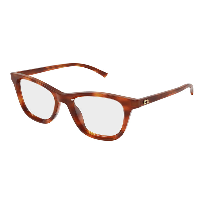 Gucci Eyeglasses Square Full Rim, Havana Frame and Clear Demo Lenses Lens GG1945O002