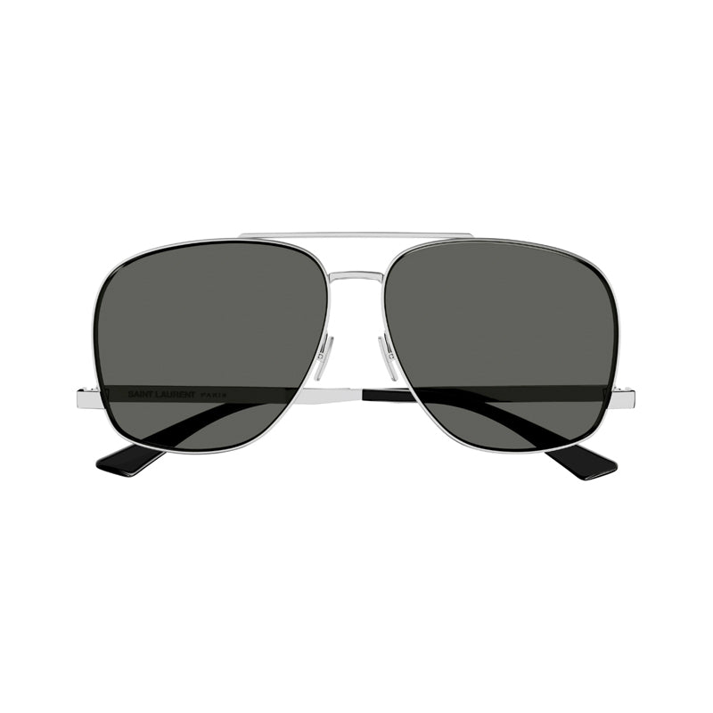 Saint Laurent Sunglasses Square Full Rim, Silver Frame and Grey Lens SL653FLEON001