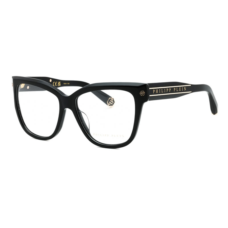 Philipp Plein Eyeglasses Square Full Rim, Black Frame and Clear Demo Lenses Lens VPP051M0700
