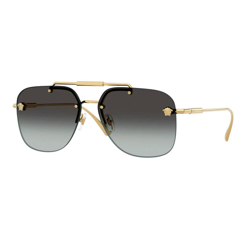 Versace Sunglasses Aviator Rimless, Gold Frame and Grey Gradient Lens VE22961002/84