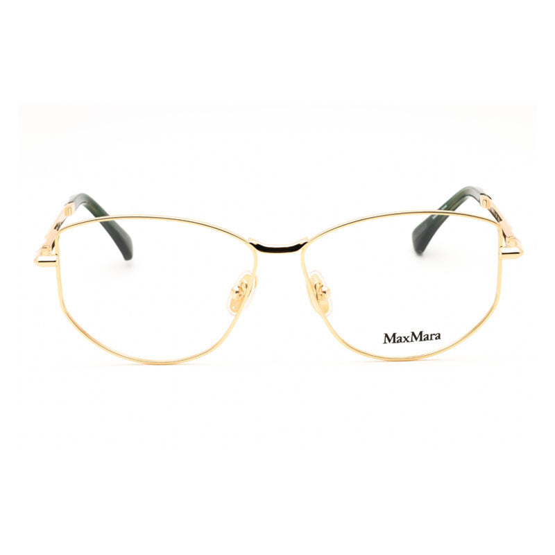 Max Mara Eyeglasses Round Full Rim, Shiny Deep Gold Frame and Clear Demo Lenses Lens MM5153030