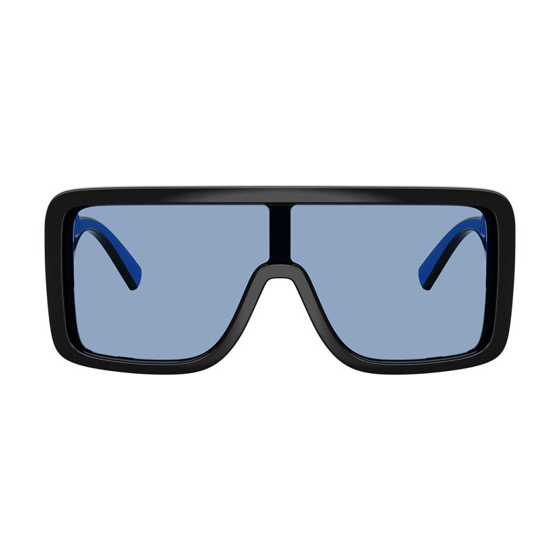 Dolce & Gabbana Sunglasses Shield Full Rim, Shiny Black Frame and Blue Lens DG6204501/80