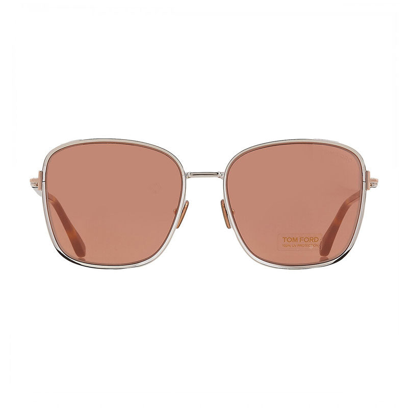 Tom Ford Sunglasses Square Full Rim, Shiny Dark Ruthenium Frame and Brown Mirror Lens FT102912G