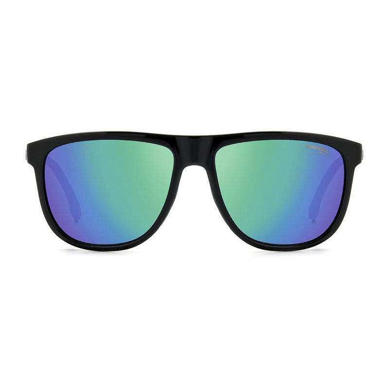 Carrera Sunglasses Square Full Rim, Black/Blue Frame and Blue Green Mirror Lens CARRERA8059/S0D51Z0