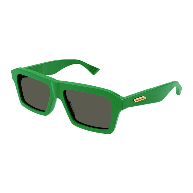 Bottega Veneta Sunglasses Rectangle Full Rim, Green Frame and Green Lens BV1213S003