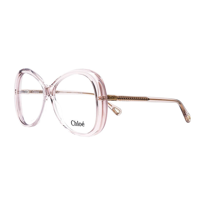 Chloe Eyeglasses Butterfly Full Rim, Pink Transparent Frame and Clear Demo Lens Lens CH0011O002