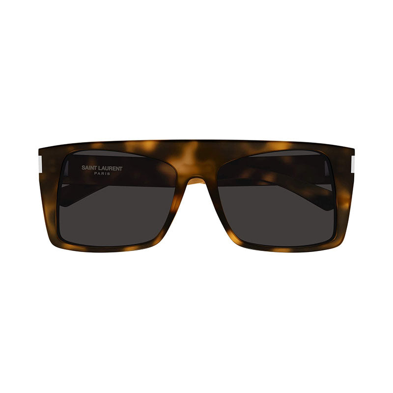Saint Laurent Sunglasses Rectangle Full Rim, Shiny Medium Havana Frame and Black Lens SL651VITTI003
