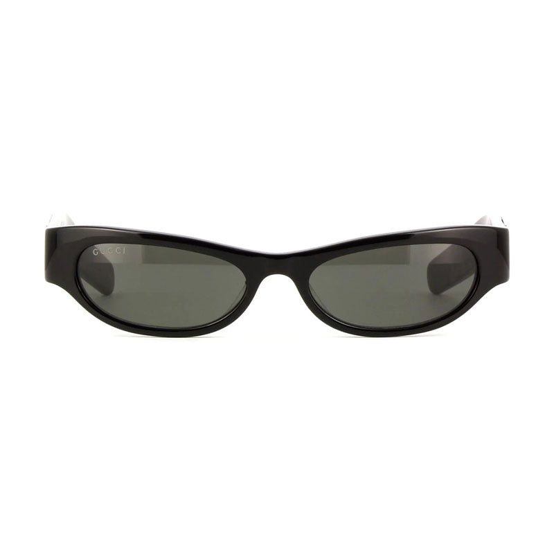 Gucci Sunglasses Rectangle Full Rim, Shiny Black Frame and Grey Lens GG1635S003