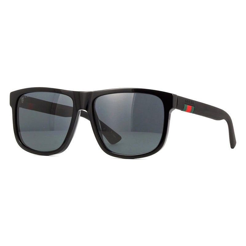 Gucci Sunglasses Square Full Rim, Black Frame and Grey Lens GG0010S001
