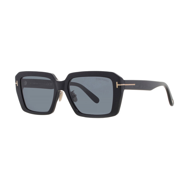 Tom Ford Sunglasses Square Full Rim, Shiny Black Frame and Smoke Lens FT1164-K01A