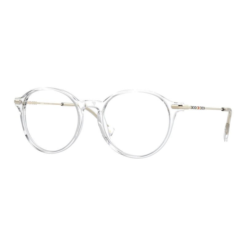 Burberry Eyeglasses Round Full Rim, Transparent Frame and Clear Demo Lenses Lens BE23653024