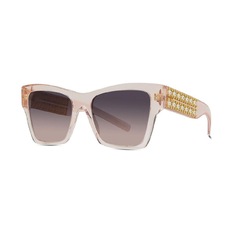 Givenchy Sunglasses Square Full Rim, Transparent Pink Frame and Grey Gradient Lens GV40076I72B