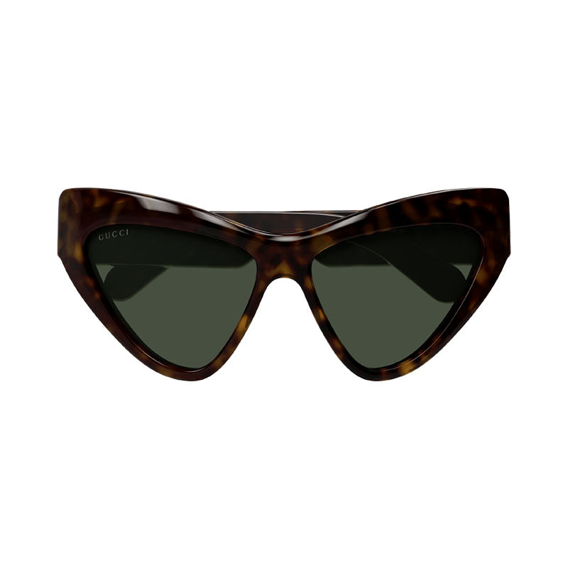Gucci Sunglasses Cat Eye Full Rim, Dark Havana Frame and Green Lens GG1294S004