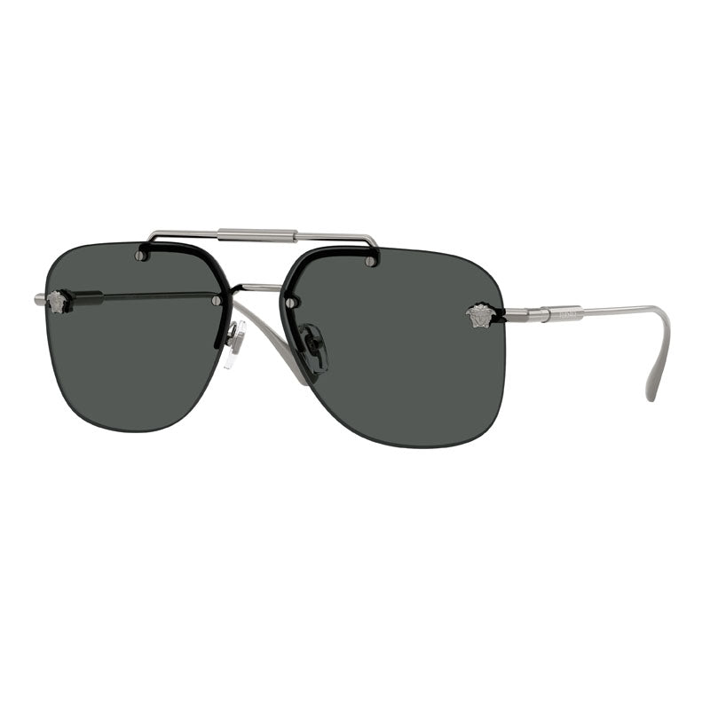 Versace Sunglasses Aviator Rimless, Gunmetal Frame and Dark Grey Lens VE2296100187