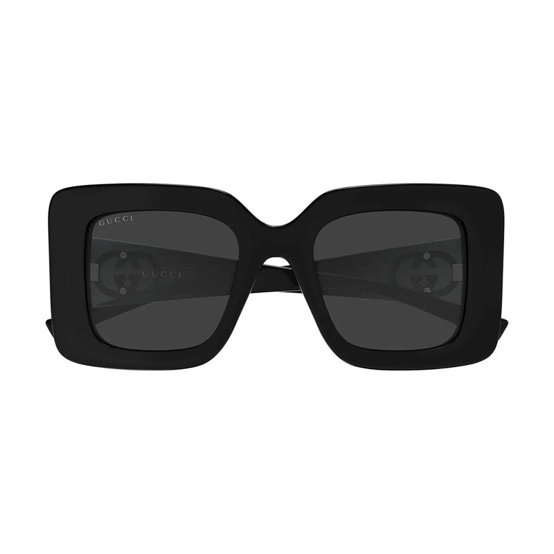 Gucci Sunglasses Square Full Rim, Black Frame and Grey Lens GG2025S001