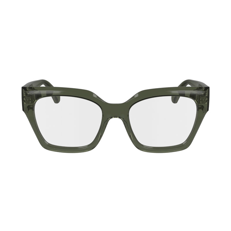 Ferragamo Salvatore Ferragamo Eyeglasses Cat Eye Full Rim, Transparent Khaki Frame and Clear Demo Lenses Lens SF2983320