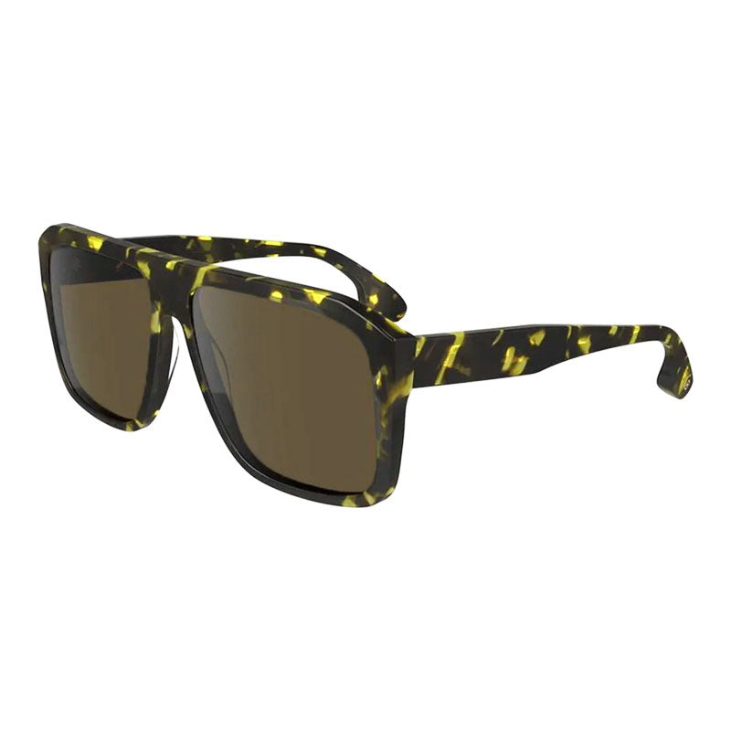 Victoria Beckham Sunglasses Square Full Rim, Black Yellow Havana Frame and Brown Lens VB671S012