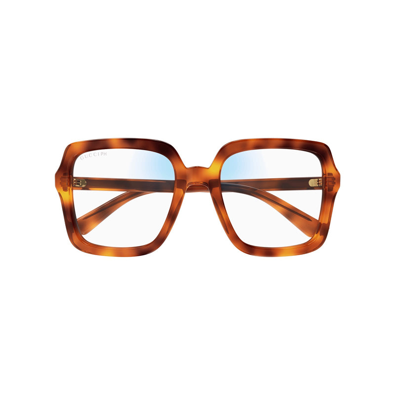 Gucci Sunglasses Square Full Rim, Havana Frame and Clear to Brown Photochromic Lens GG1318S001