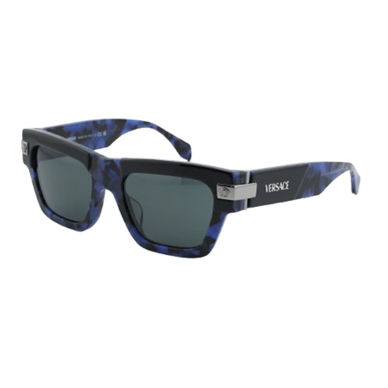Versace Sunglasses Rectangle Full Rim, Havana Blue Frame and Dark Grey Lens VE4464F545887