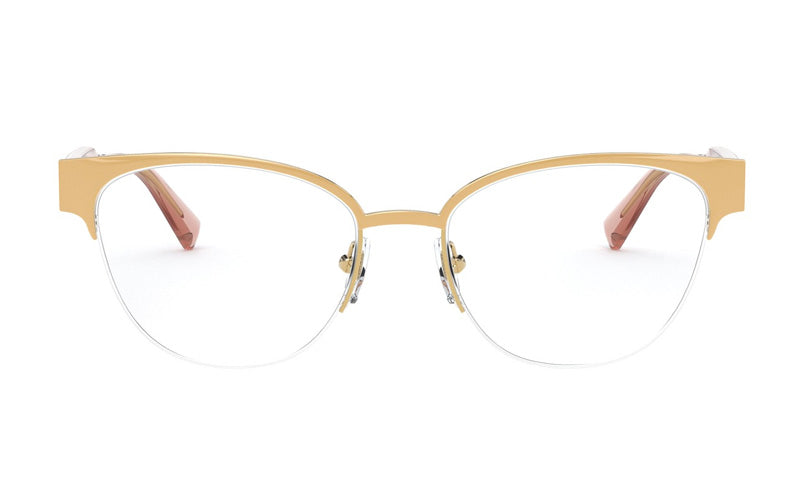 Versace Eyeglasses Cat Eye Semi Rim, Pink Frame and Clear Demo Lenses Lens VE12651463