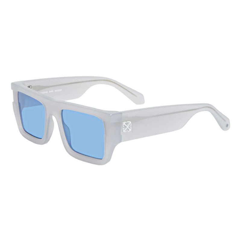 Off-White Sunglasses Square Full Rim, Shiny Grey Frame and Blue Lens OERI149CHESTER0945