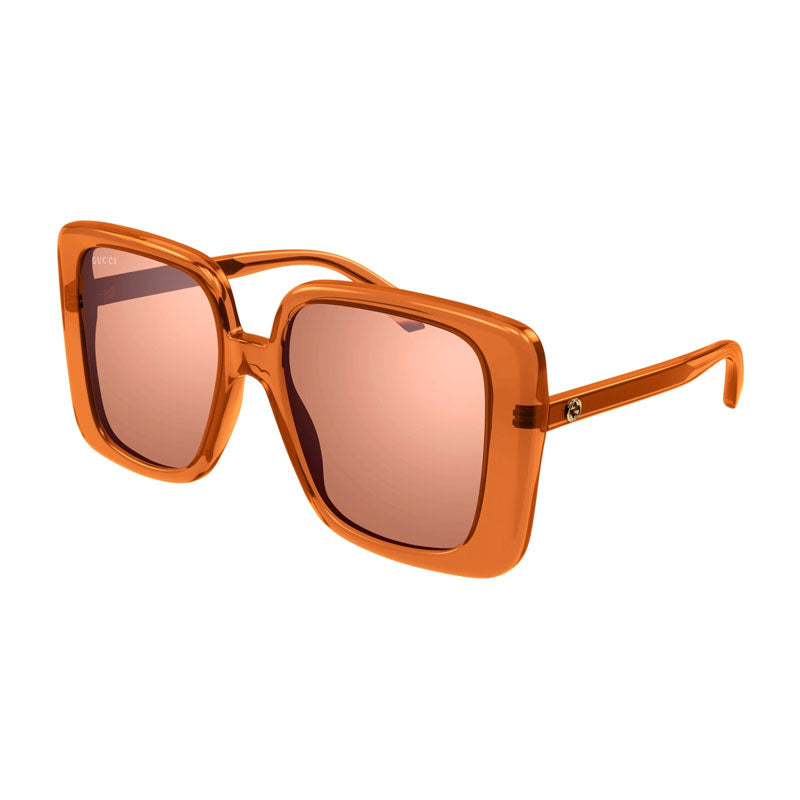 Gucci Sunglasses Square Full Rim, Transparent Rust Frame and Orange Lens GG1314S004