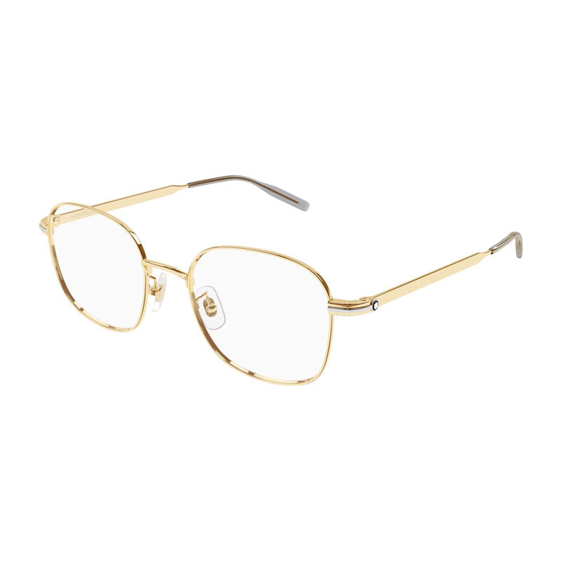 Montblanc Eyeglasses Square Full Rim, Gold Frame and Clear Demo Lens Lens MB0238OK001