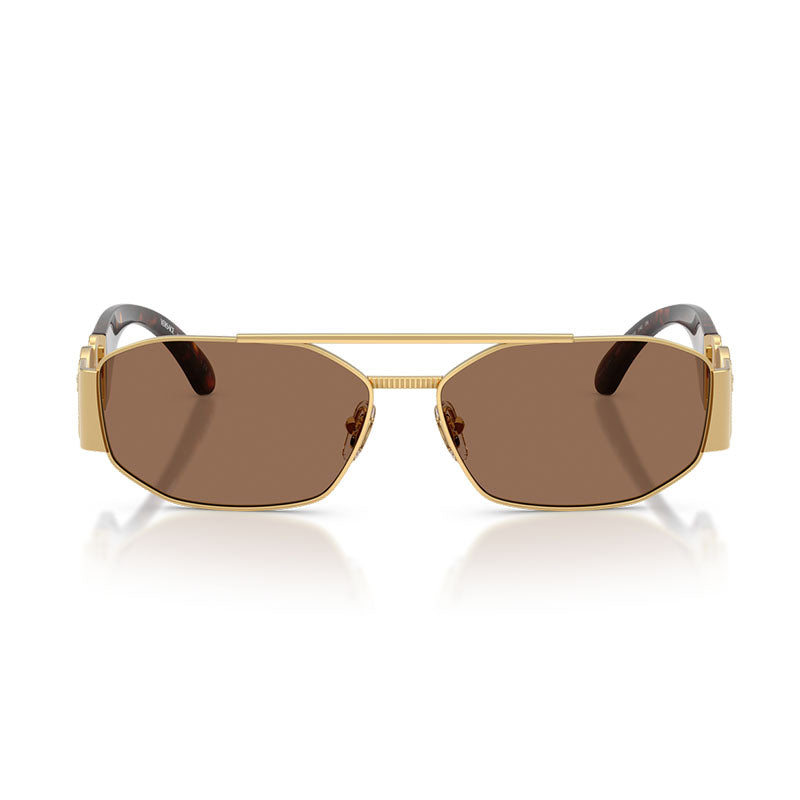 Versace Sunglasses Rectangle Full Rim, Gold Frame and Brown Lens VE2287100273