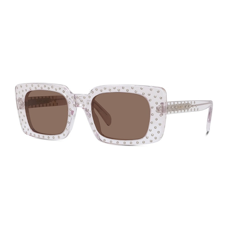 Celine Sunglasses Square Full Rim, Shiny Crystal Frame and Brown Lens CL4213IS27E