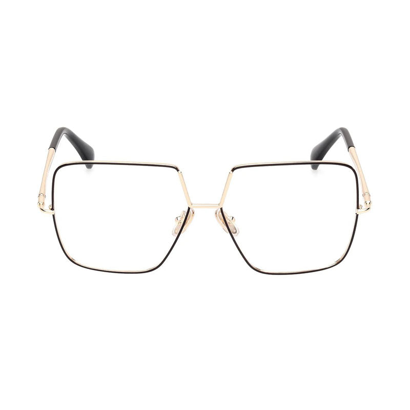 Max Mara Eyeglasses Square Full Rim, Shiny Black Frame and Clear Demo Lenses Lens MM5120001