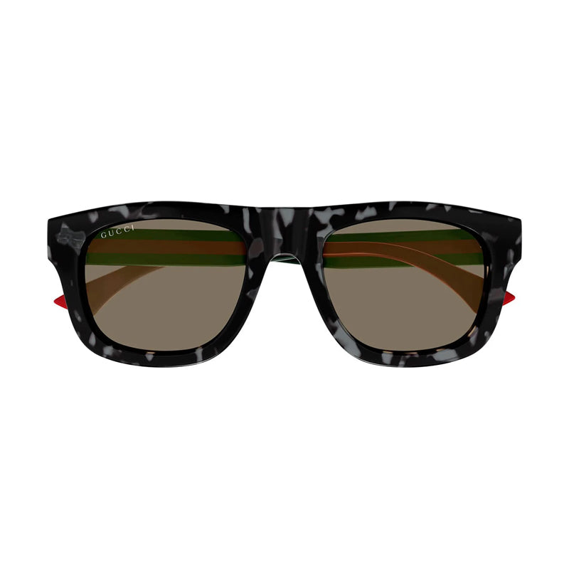 Gucci Sunglasses Square Full Rim, Grey Havana Frame and Brown Lens GG1991S002