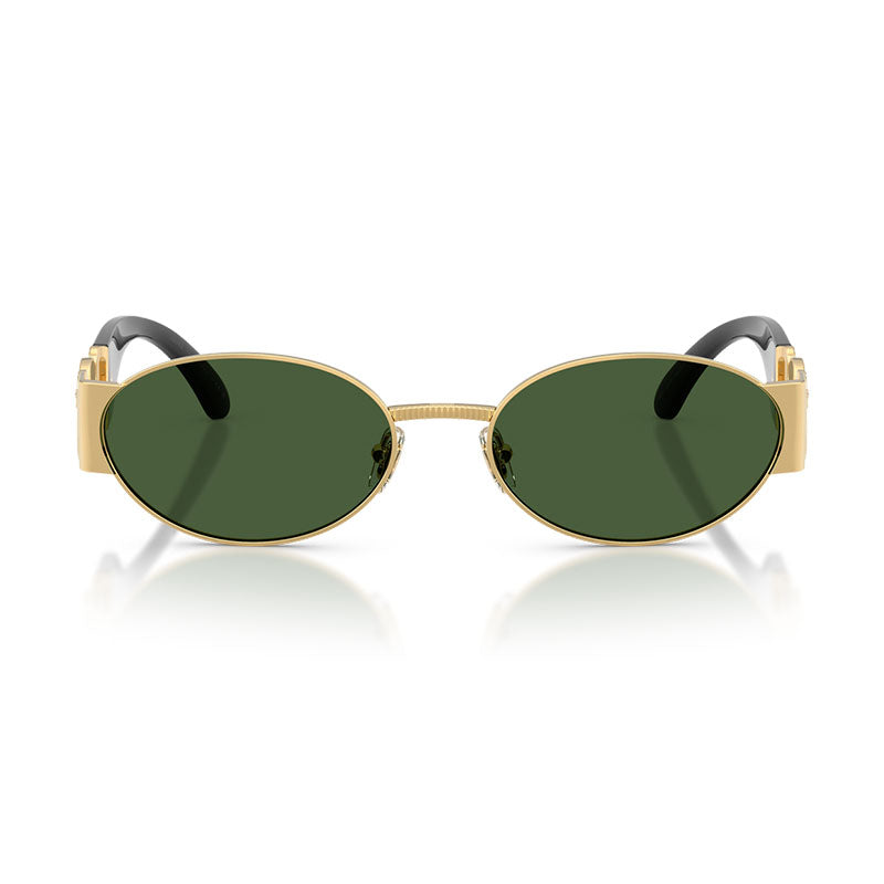 Versace Sunglasses Oval Full Rim, Gold/Black Frame and Dark Green Lens VE2299100271