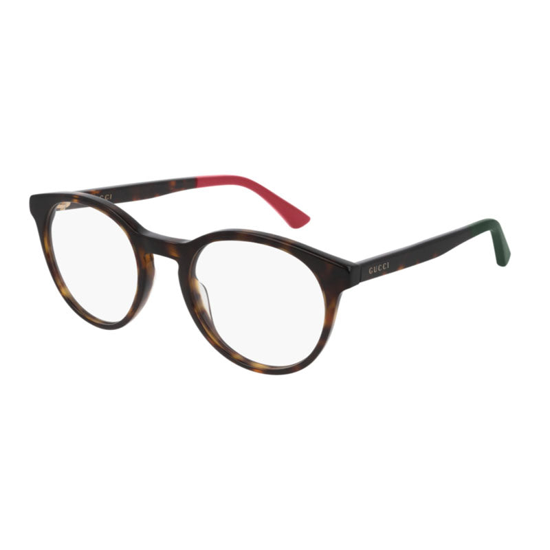 Gucci Eyeglasses Round Full Rim, Dark Havana Frame and Clear Demo Lens Lens GG0406O006