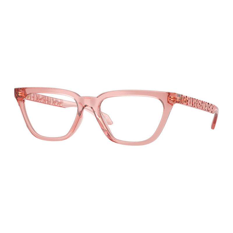Versace Eyeglasses Cat Eye Full Rim, Peach Frame and Clear Demo Lenses Lens VE3352U5322