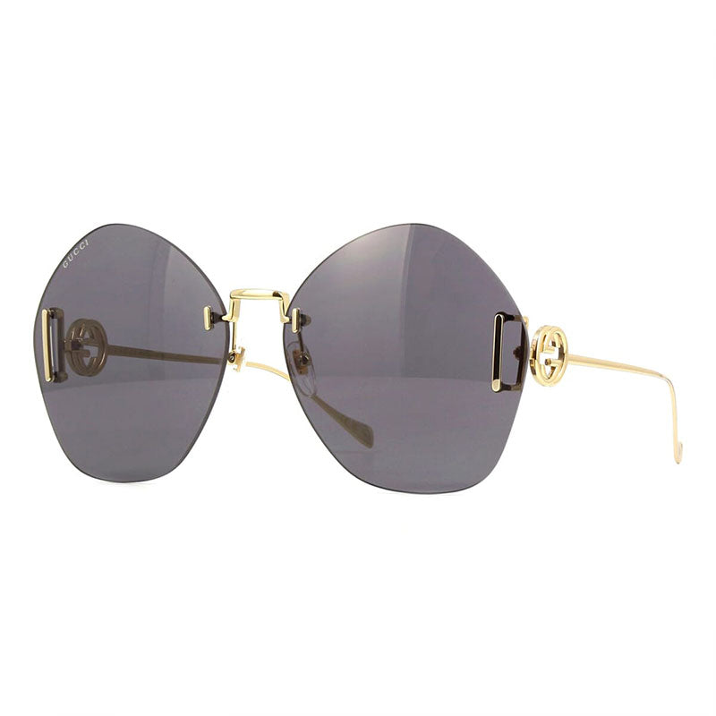 Gucci Sunglasses Geometric Rimless, Gold Frame and Grey Lens GG1203S002