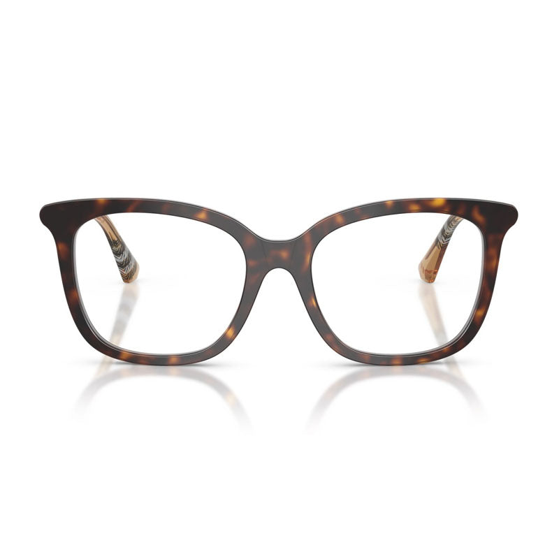 Burberry Eyeglasses Square Full Rim, Dark Havana Frame and Clear Demo Lens Lens BE24304216