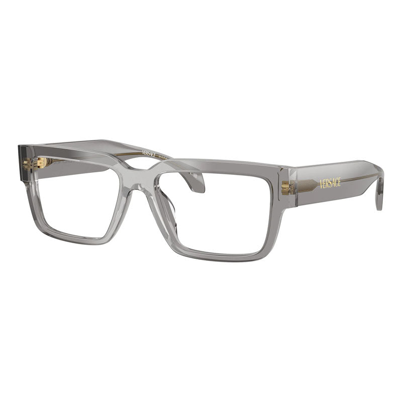 Versace Eyeglasses Square Full Rim, Transparent Grey Frame and Clear Demo Lenses Lens VE3374U5510