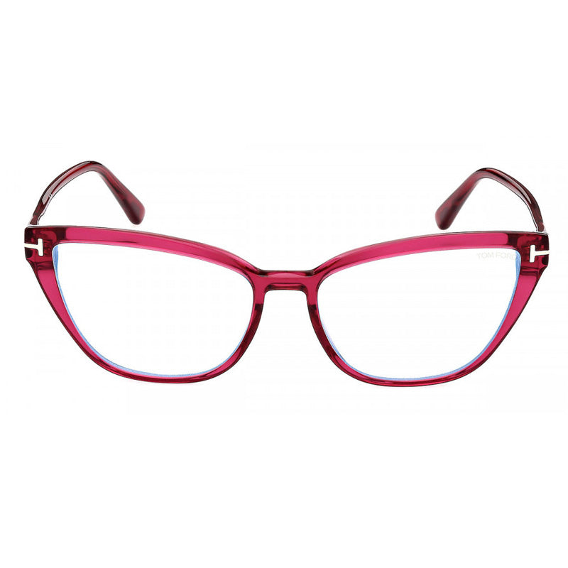 Tom Ford Eyeglasses Cat Eye Full Rim, Shiny fuxia Frame and Clear Blue Light Block Lenses Lens FT5825-B075