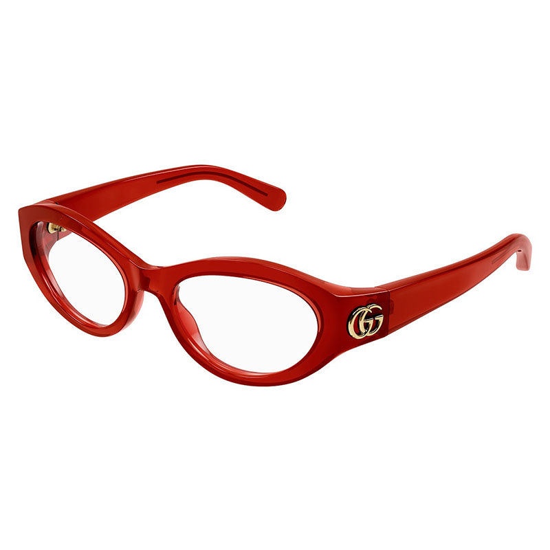 Gucci Eyeglasses Cat Eye Full Rim, Transparent Burgundy Frame and Clear Demo Lenses Lens GG1405O003