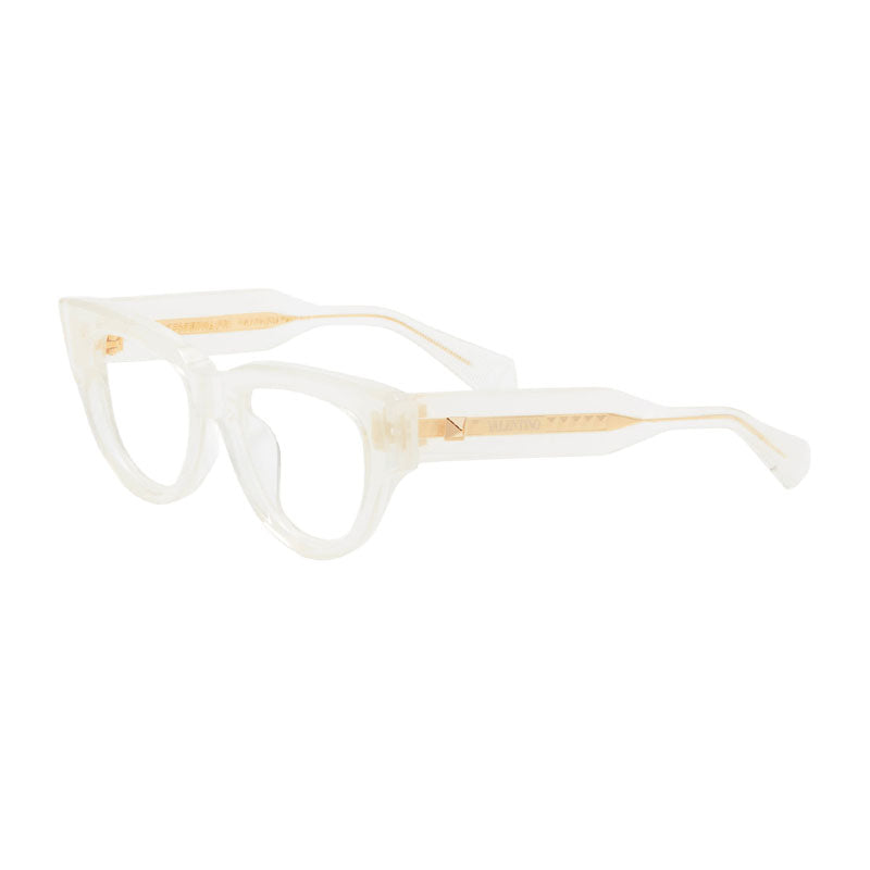 Valentino Eyeglasses Square Full Rim, Crystal Ivory Frame and Clear Demo Lens Lens VLX-125C